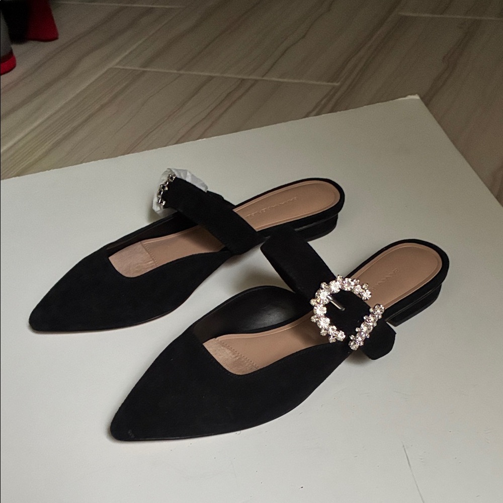 Banana Republic Jewel Buckle Flats black velvet 7.5